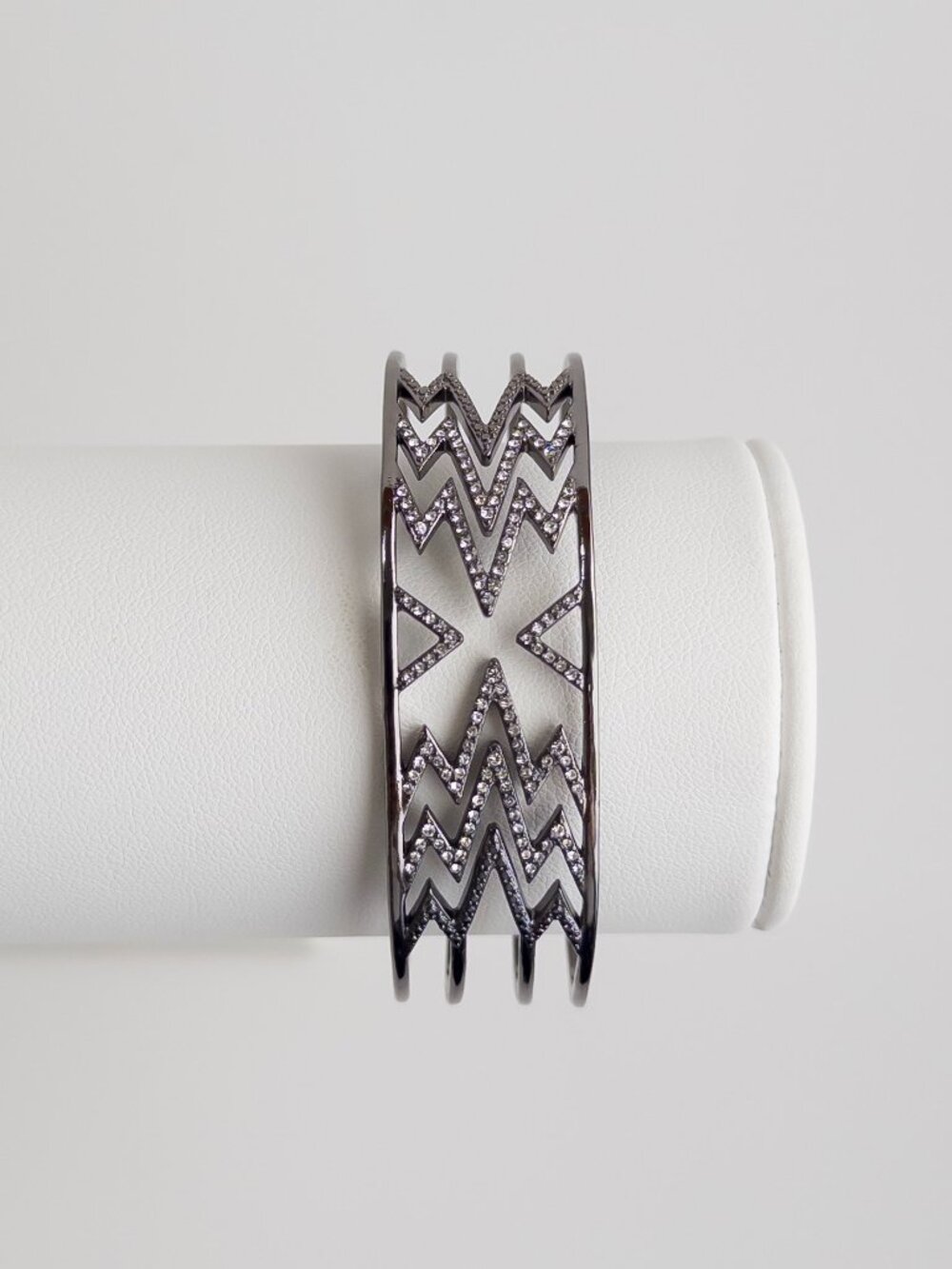 Stella & Dot Fontaine Gunmetal Pave Crystal Geometric Statement Cuff Bracelet